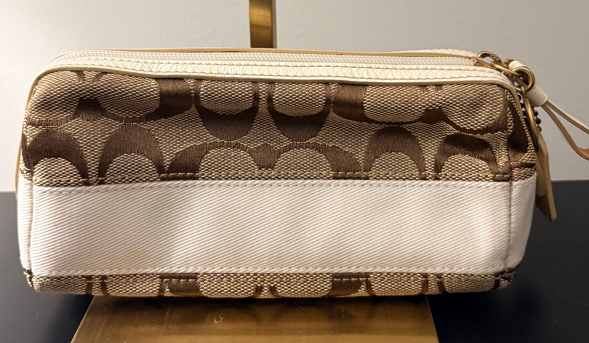 Signature C Hobo Bag - Brown And Khaki Canvas With Pouch (Copy) - Image 2
