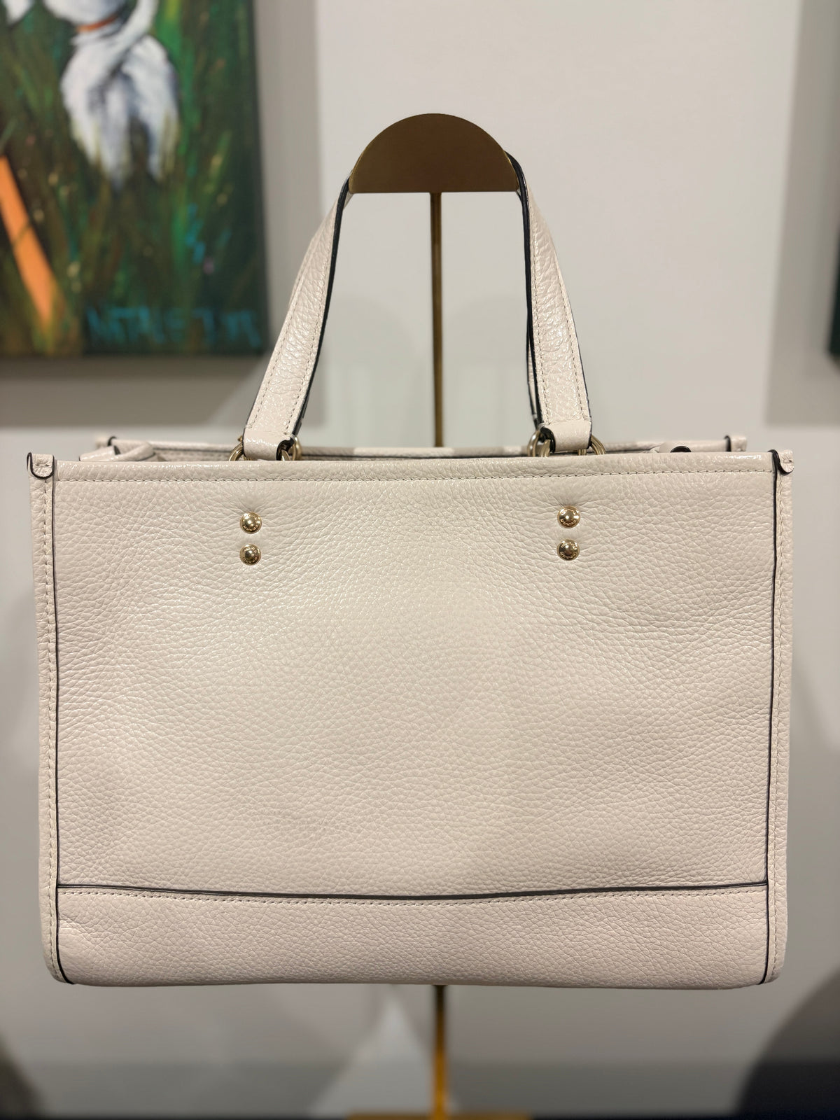 VVA272- Coach 2021 C2004 Dempsey Carryall with Patch 2-Way Bag - Luxurious Chalk Pebbled Leather Handbag - Image 2
