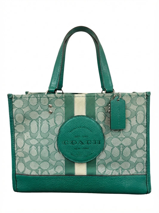 COACH Dempsey Tote 30 - Signature Canvas Varsity Stripe in Green - Image 1