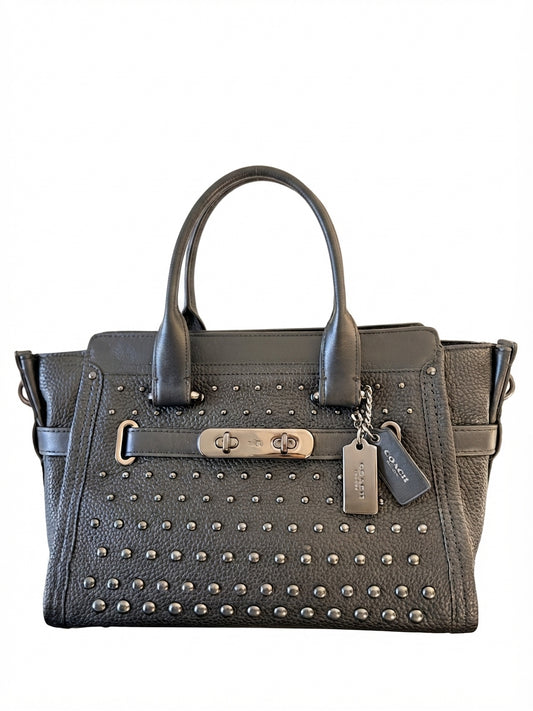 VVA258- COACH 2016 57697 Swagger 27 Carryall - Studded Pebble Leather Handbag - Image 1