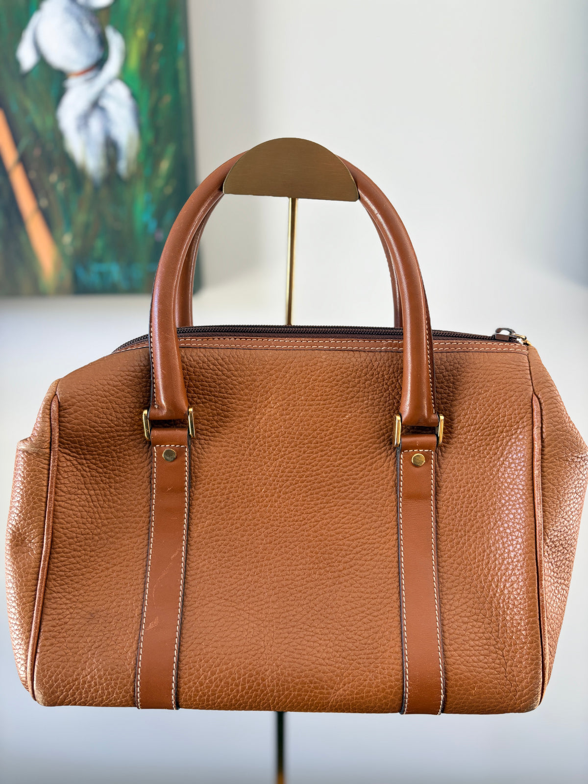 Vintage Gucci Brown Pebbled Leather Doctor Bag With Interlocking G Logo - Image 2