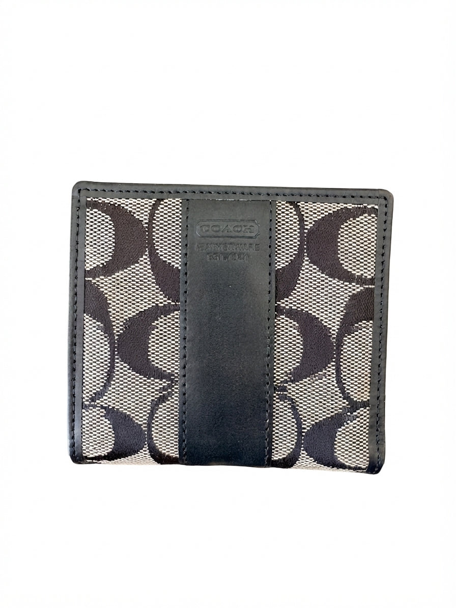 Coach Signature C Canvas and Leather French Purse Wallet - Black - Image 1