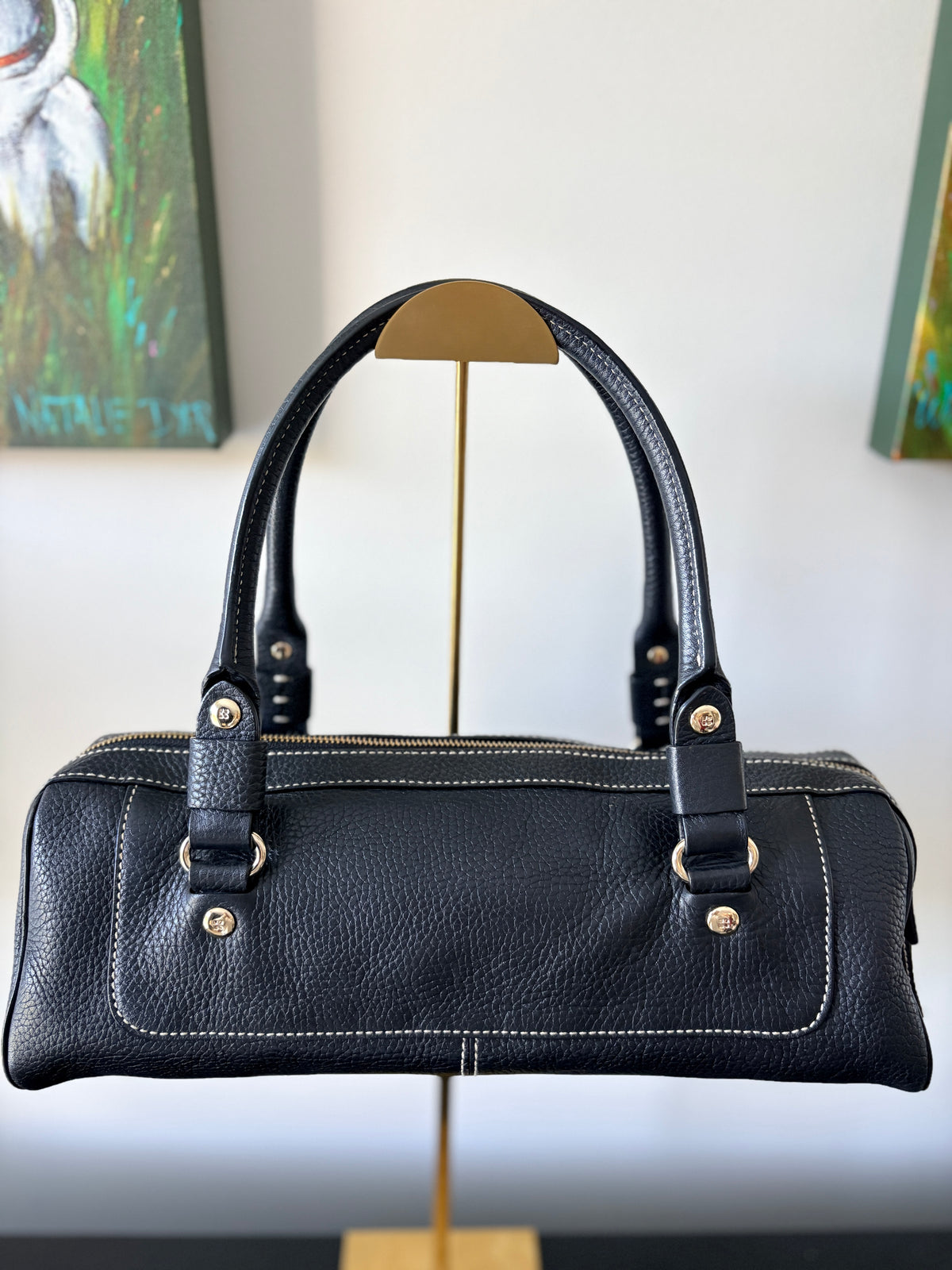 VVA384 - Kate Spade New York Barrel Satchel - Premium Pebbled Leather Handbag - Image 2