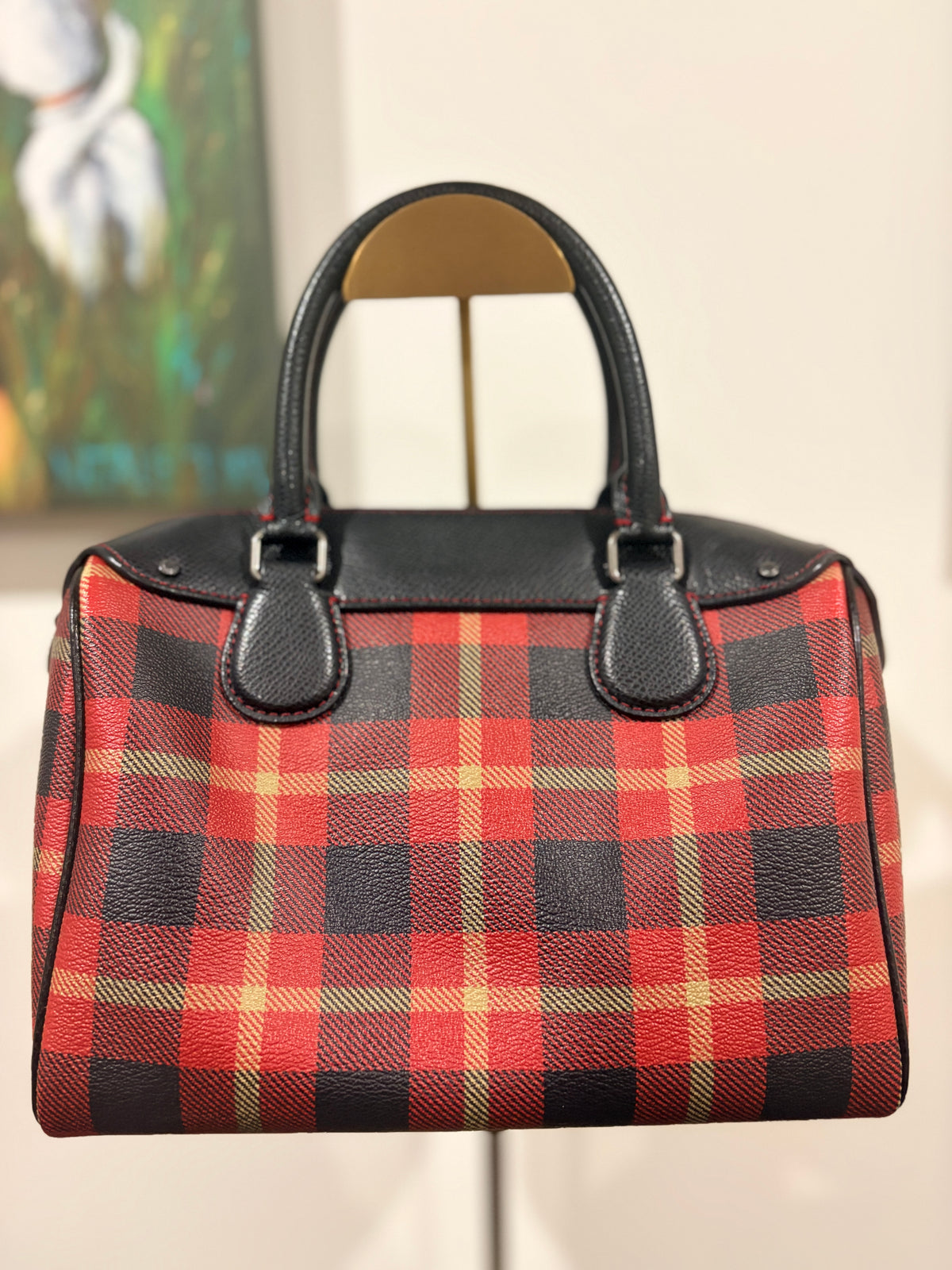 VVA269- 2016 F55446 Coach Rowan Satchel - Red Plaid Print Leather Handbag - Image 2