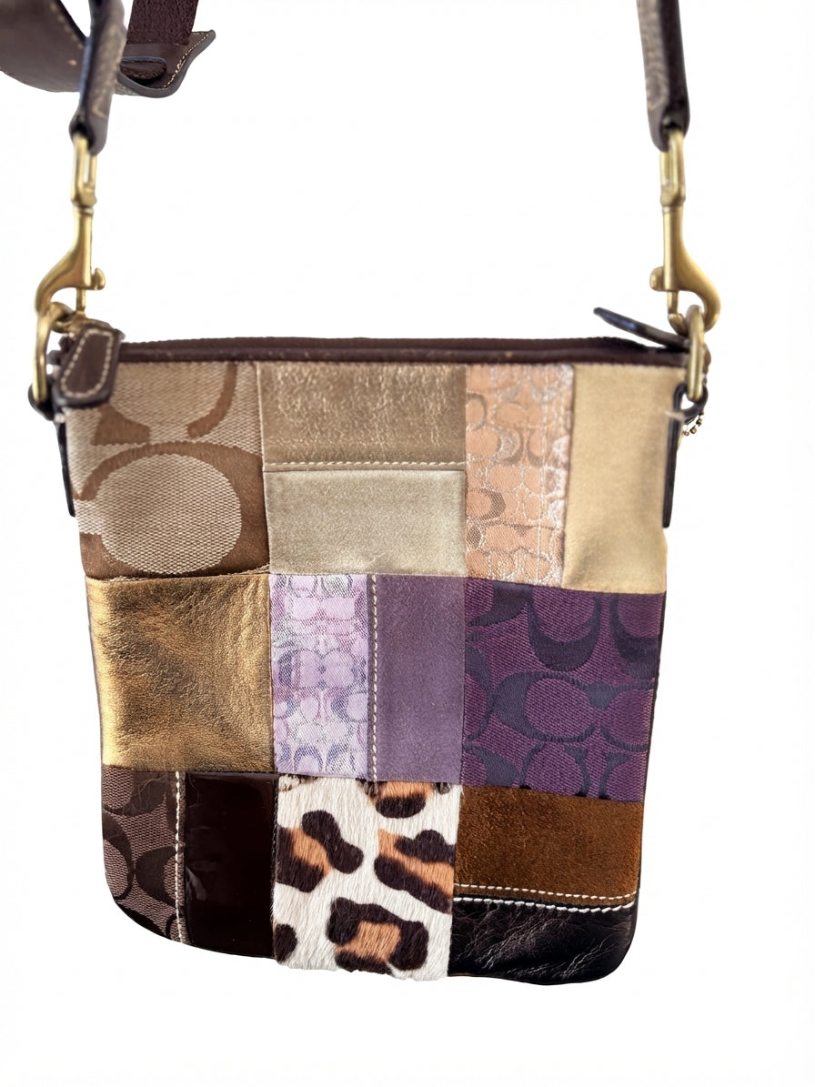 Coach Patchwork Signature C Crossbody Bag - Multi-Material Designer Purse - Image 1