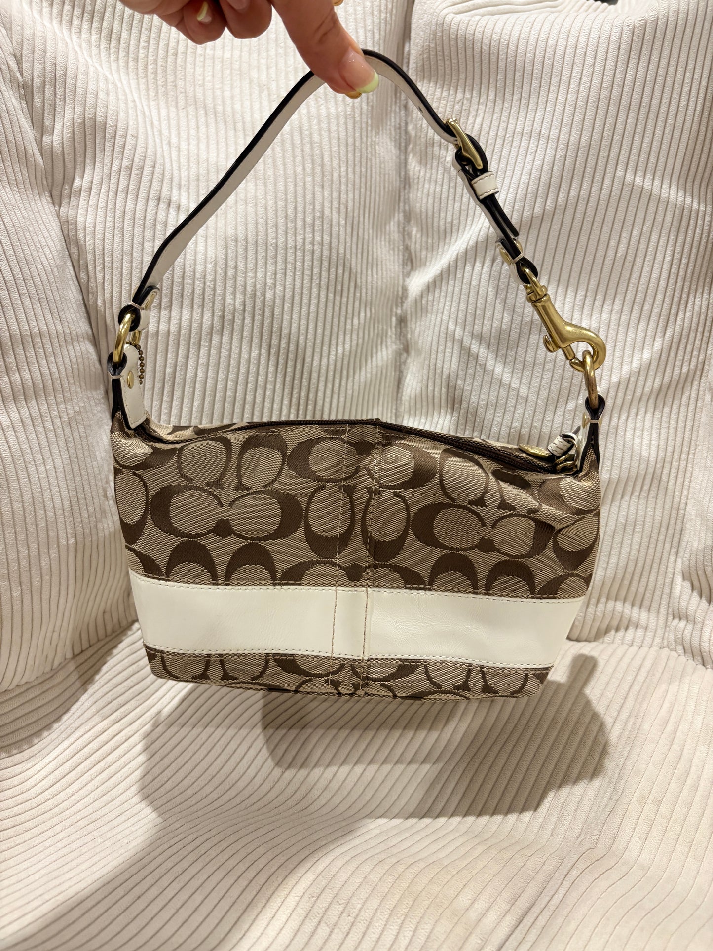 Coach Signature Canvas Shoulder Bag – Brown & Ivory