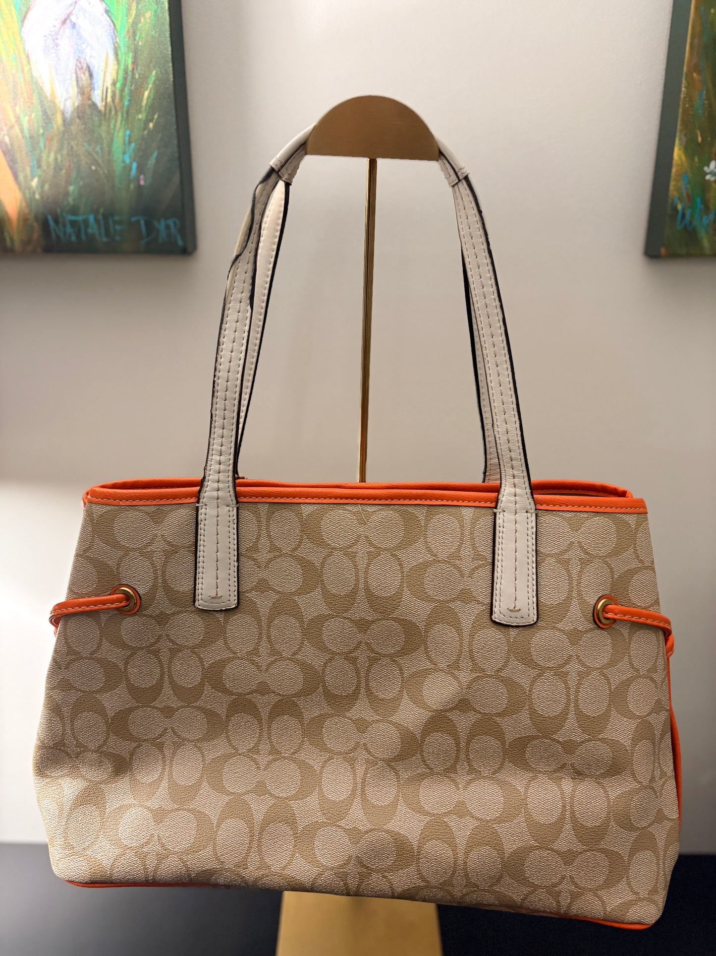 Coach 2013 F22908 Signature Stripe Canvas Carryall - Orange Stripe - Image 2