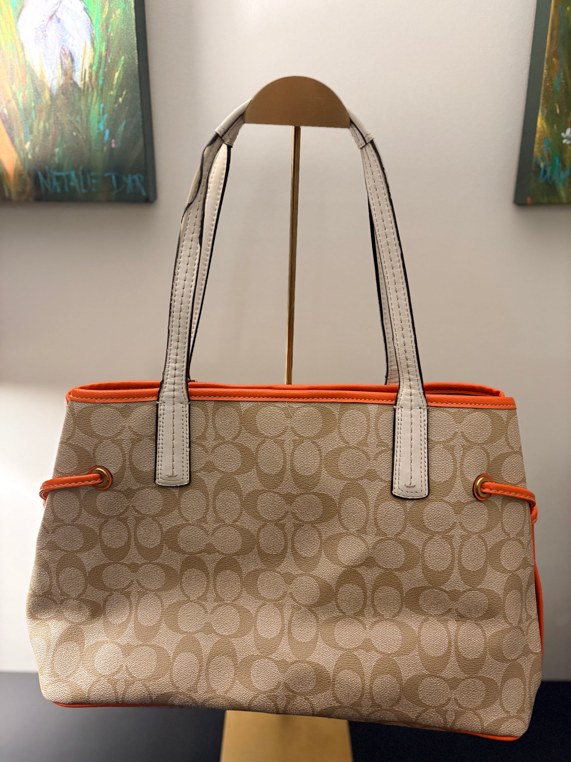 Coach 2013 F22908 Signature Stripe Canvas Carryall - Orange Stripe - Image 2