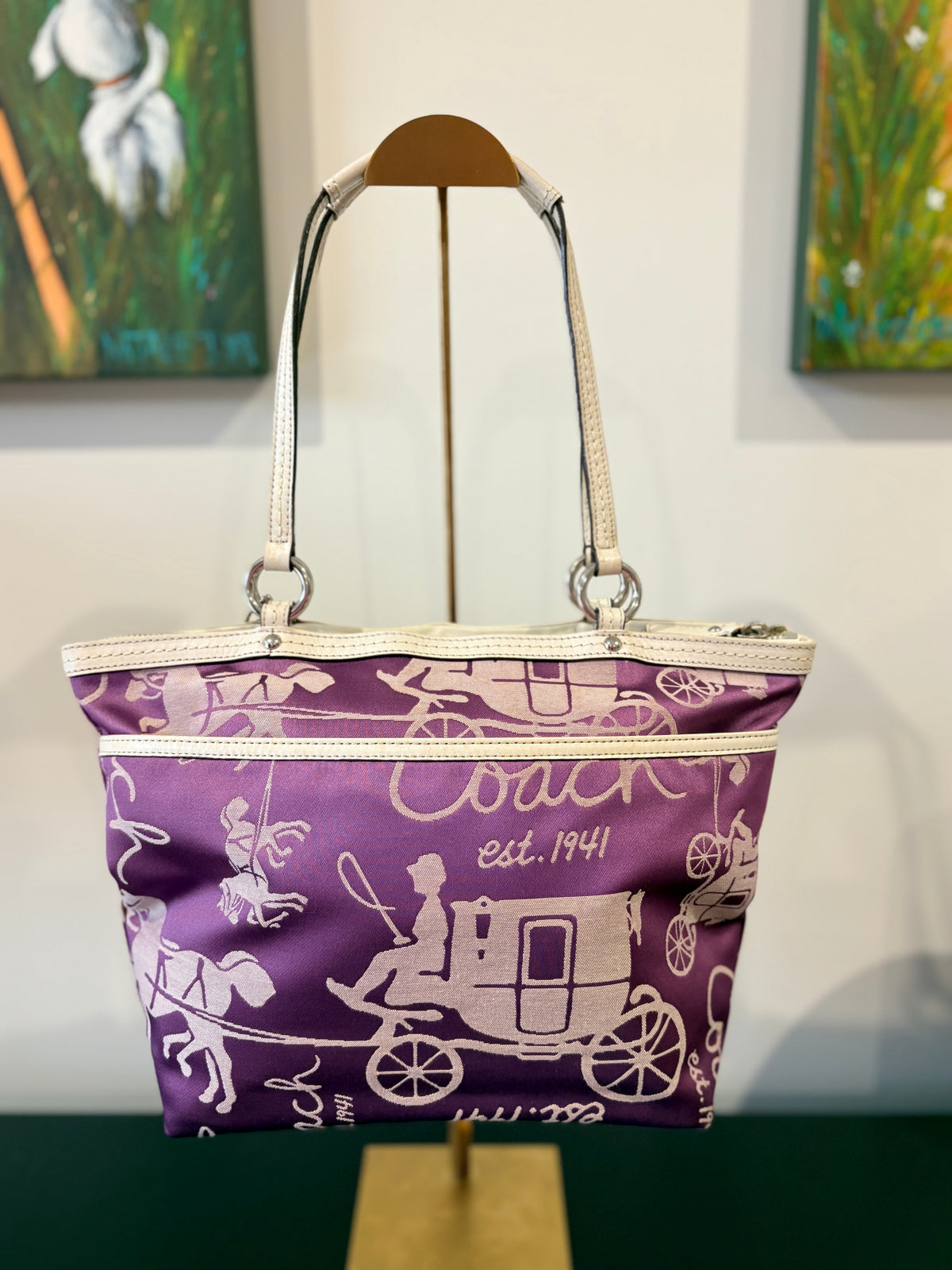 VVA337 - Coach 2010 F14482 Horse and Carriage Tote Bag - Vibrant Purple Nylon Shoulder Bag - Image 2