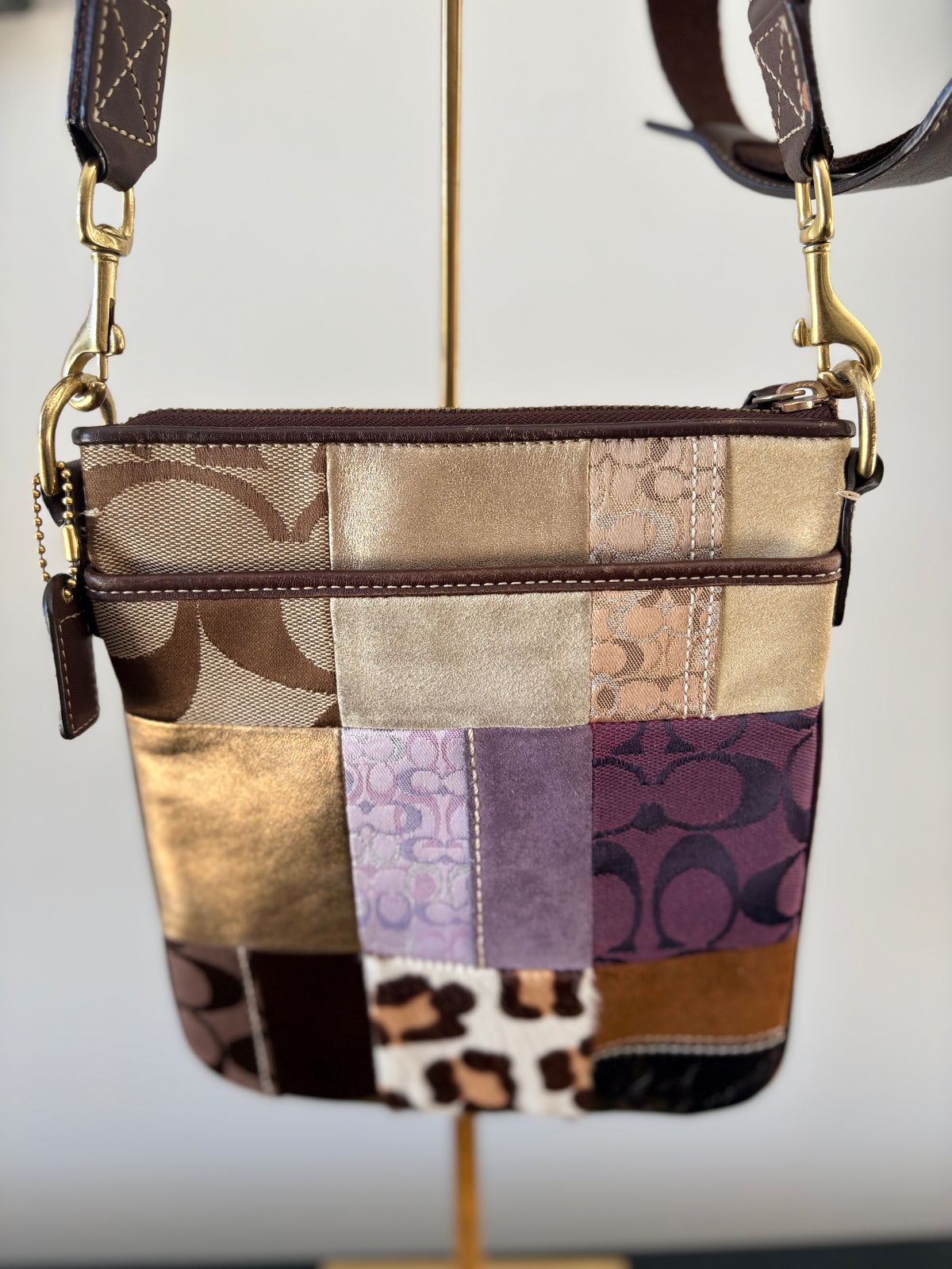 Coach Patchwork Signature C Crossbody Bag - Multi-Material Designer Purse - Image 2