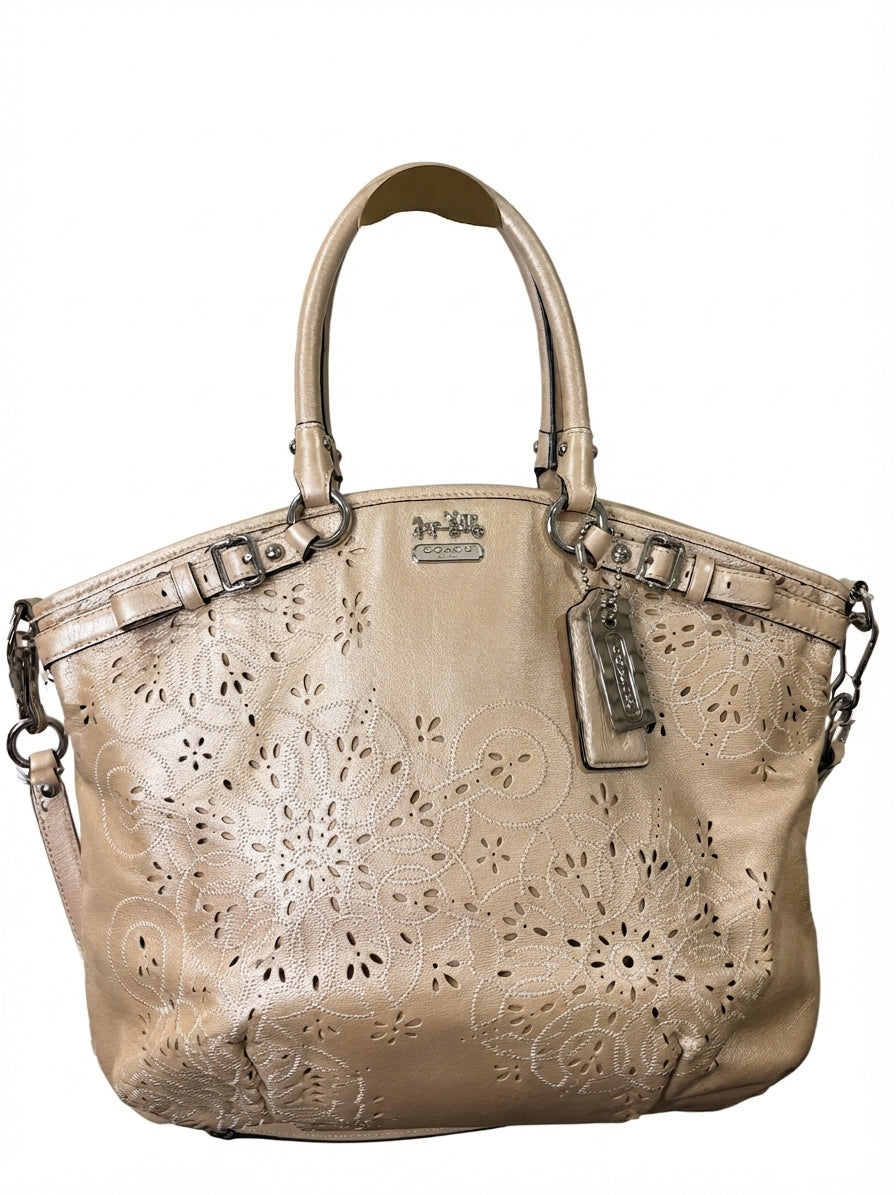 Coach Madison Laser Cut Leather Sophia Satchel - Metallic Gold - Image 1