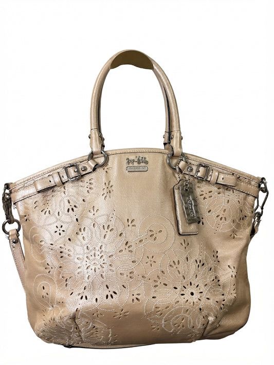 Coach Madison Laser Cut Leather Sophia Satchel - Metallic Gold - Image 1