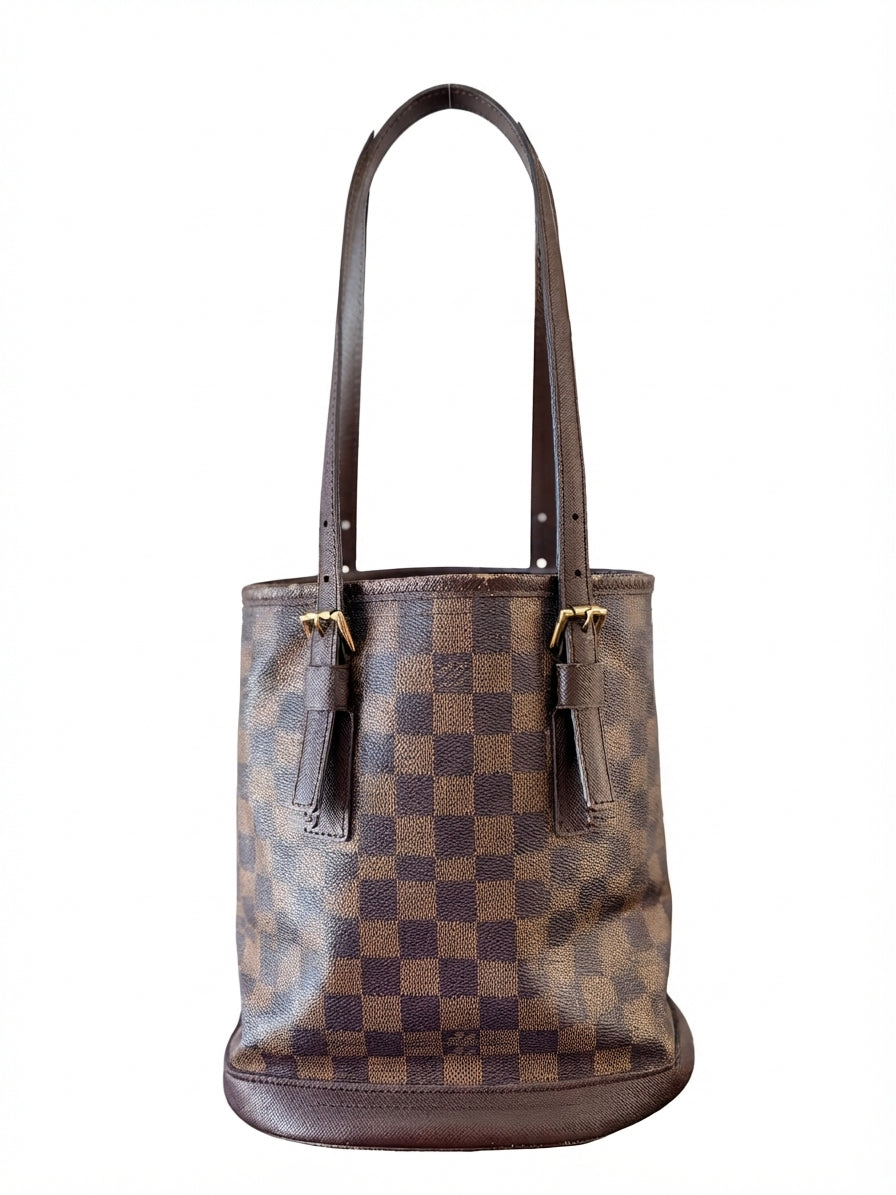 Louis Vuitton Damier Ebene Marais Bucket Bag - Iconic Shoulder Tote - Image 1