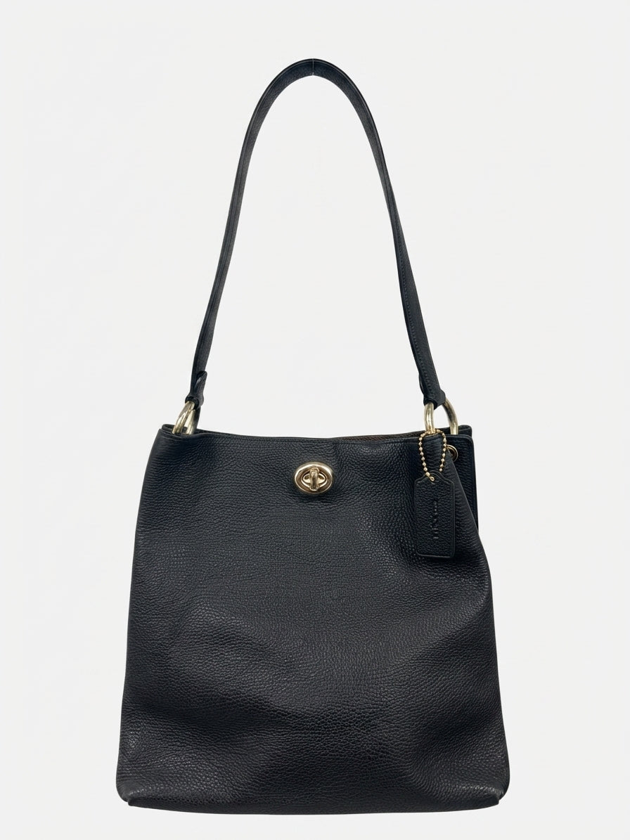 Willow 2019 55200 Tote Bag - Black Pebble Leather Shoulder Bag - Image 1