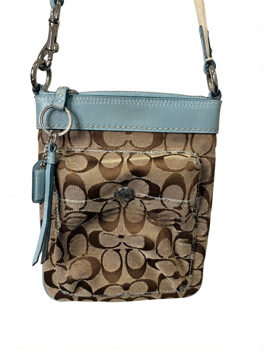 Coach 2005 7082 Signature C Crossbody Bag - Khaki Brown & Light Blue - Image 1