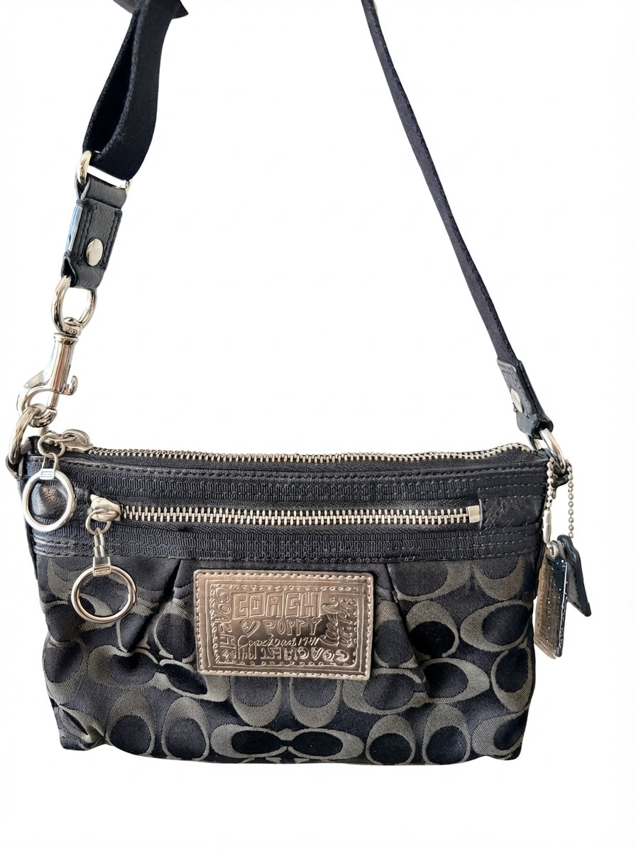 Coach Poppy Signature Sateen Swingpack Crossbody Bag - Black Monogram - Image 1
