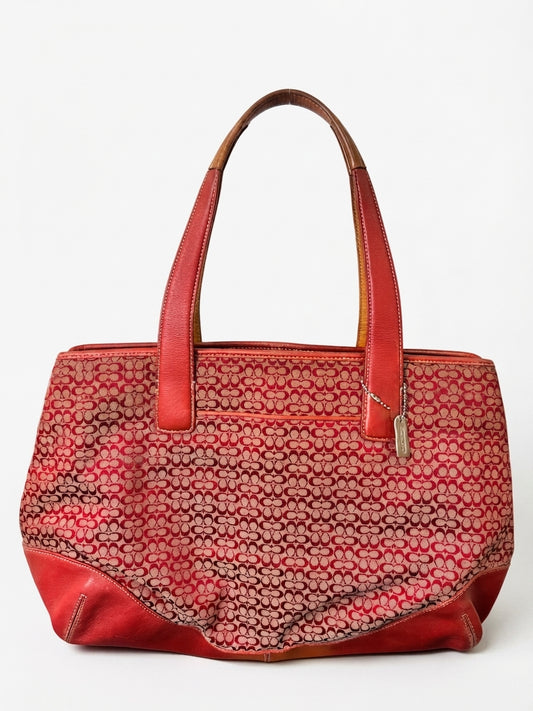 Coach 2002 J2J-6621 Signature C Tote Bag - Red Canvas and Leather Monogram - Image 1