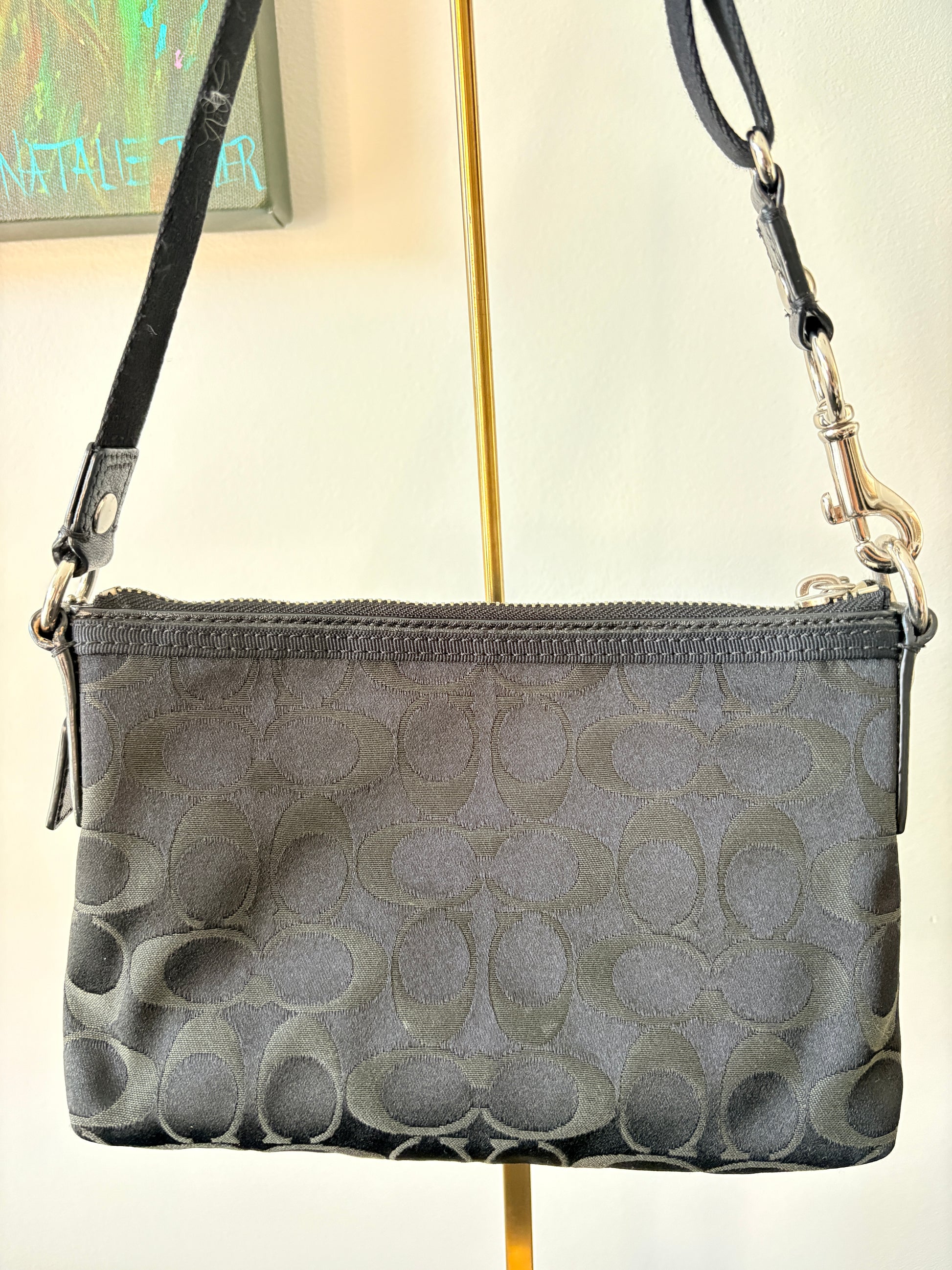 Coach Poppy Signature Sateen Swingpack Crossbody Bag - Black Monogram - Image 2