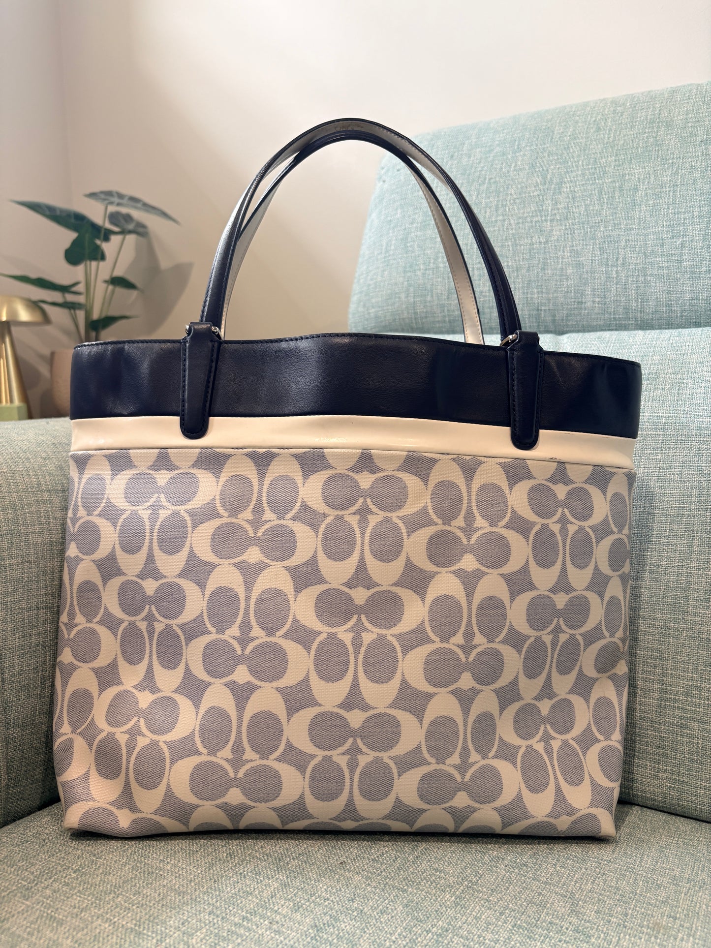Vintage Coach Signature Tote 29783 Light Blue (2014)