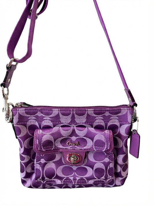 VVA347 - Coach Signature C Penelope Crossbody Bag - Vibrant Purple Nylon with Turnlock  - Image 1