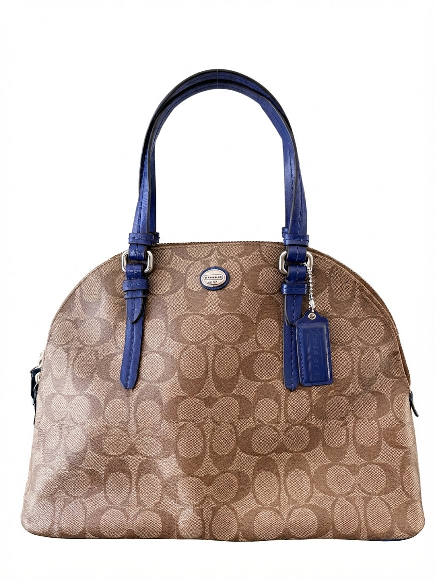 Coach 2013 F24606 Peyton Signature Cora Domed Satchel - Beige And Blue - Image 1