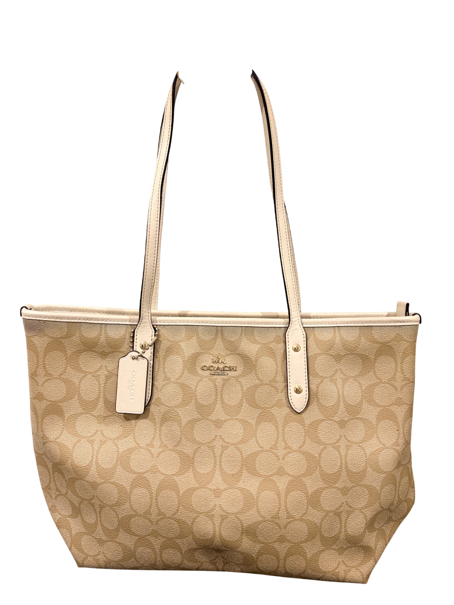 Coach 2017 F58292 City Tote - Signature Canvas Beige and Creme - Image 1
