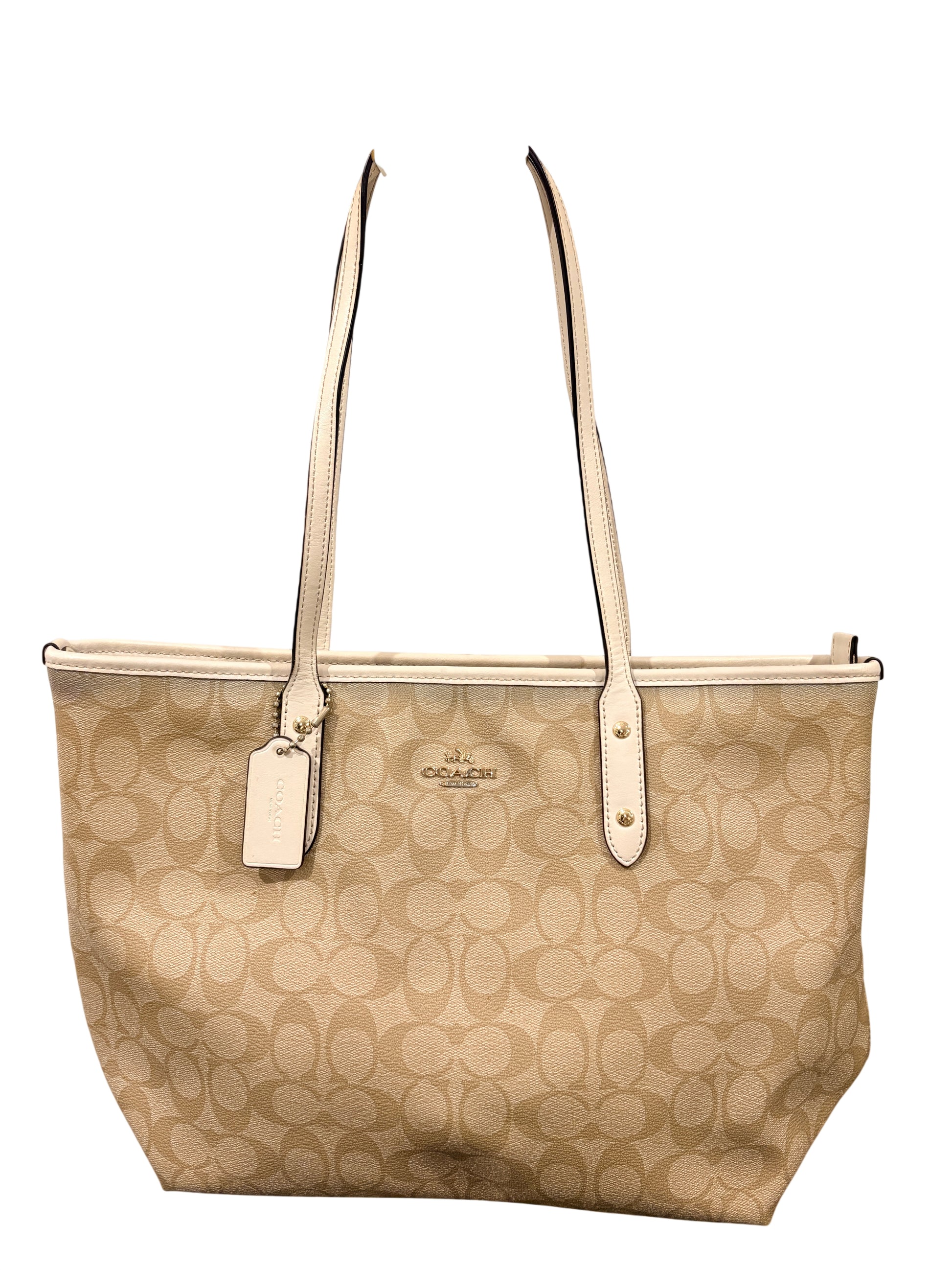 Coach 2017 F58292 City Tote - Signature Canvas Beige and Creme - Image 1