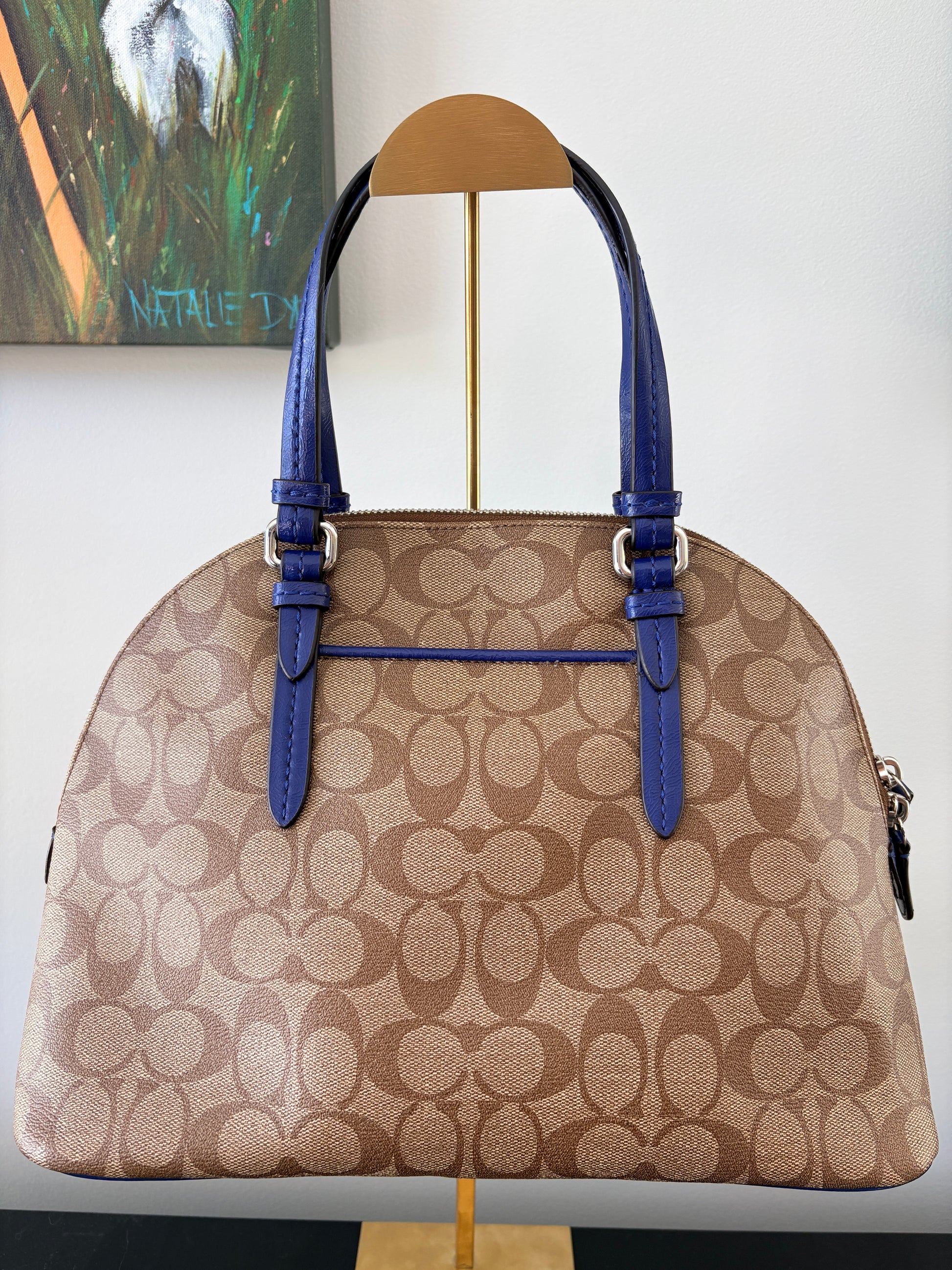 Coach 2013 F24606 Peyton Signature Cora Domed Satchel - Beige And Blue - Image 2
