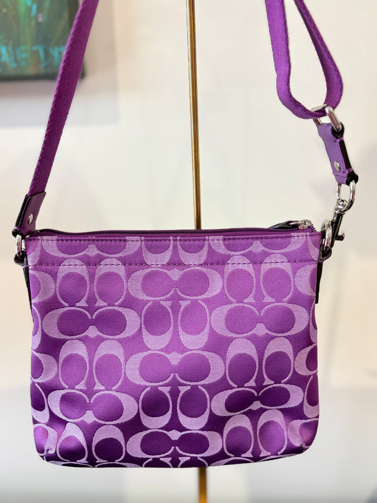 VVA347 - Coach Signature C Penelope Crossbody Bag - Vibrant Purple Nylon with Turnlock  - Image 2