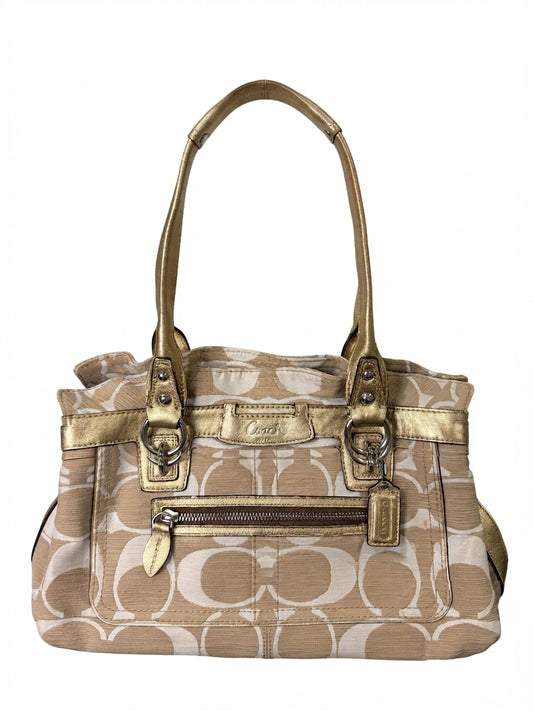 Coach 2008 13200 Signature Gallery Tote Bag - Khaki and Gold - Image 1