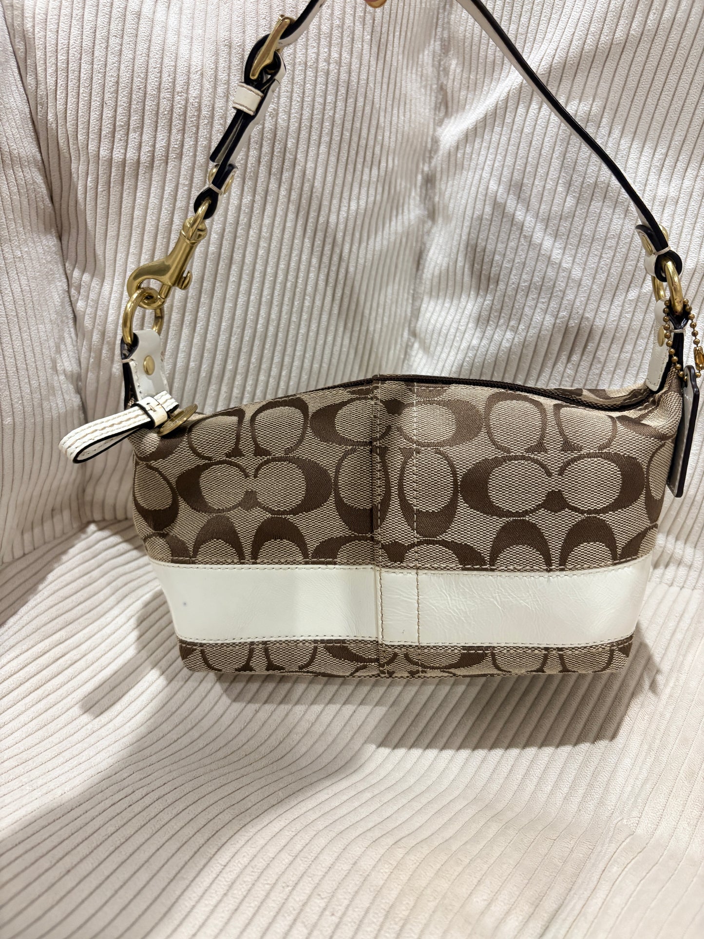 Coach Signature Canvas Shoulder Bag – Brown & Ivory