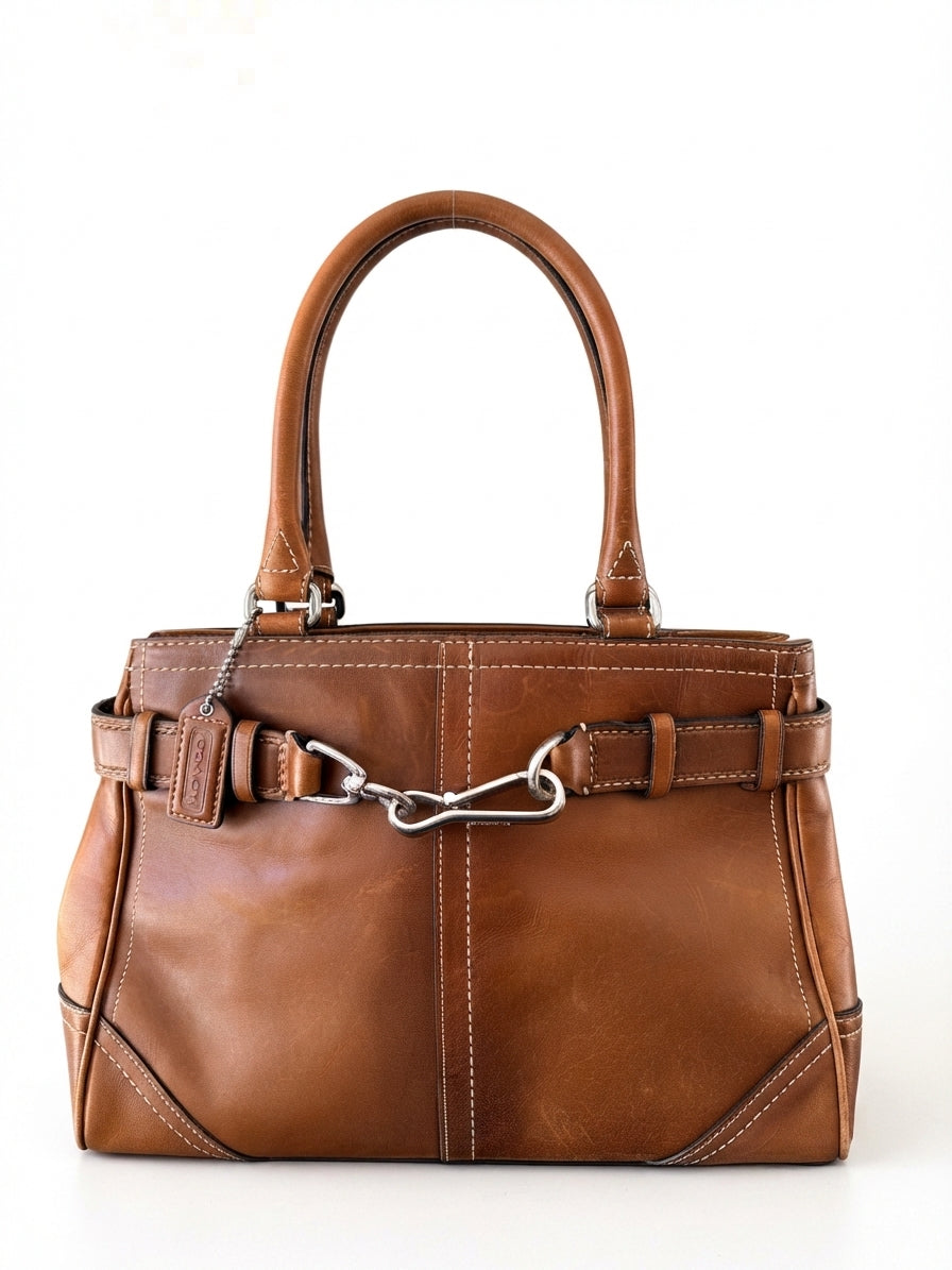 Coach 2007 F11199 Hamptons Vintage Leather Carryall Tote - Tan Brown Satchel - Image 1