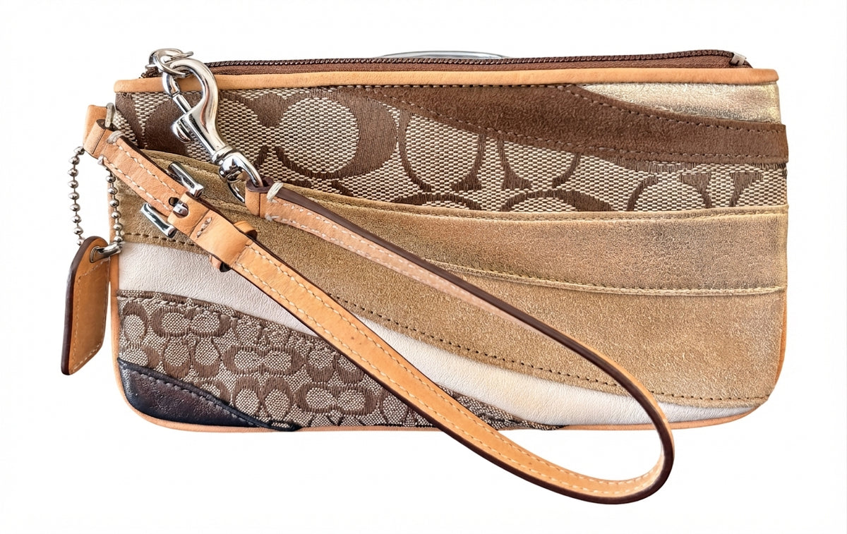 VVA392 - Signature Patchwork Wristlet - Premium Leather and Suede Accessory - Image 1