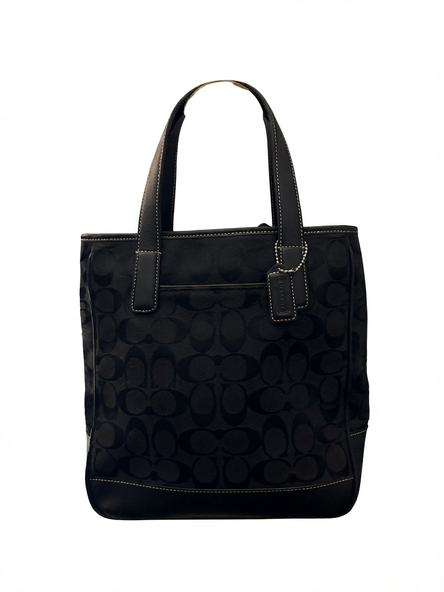 Coach 2002 6092 Signature Monogram Tote Bag - Black Canvas & Leather - Image 1