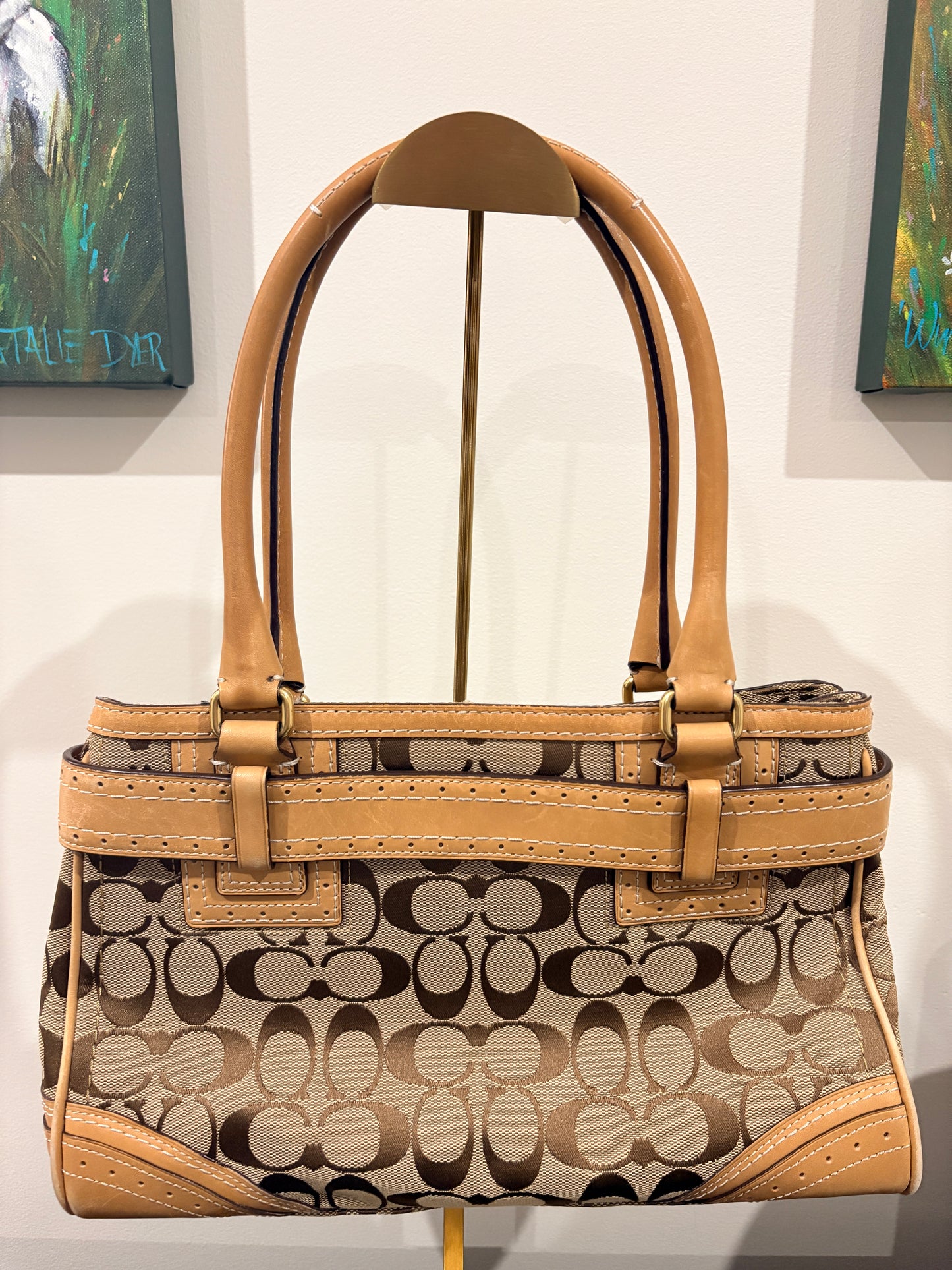 Coach 2012 F10507 Signature Hamptons Carryall Tote Bag - Beige And Brown Canvas - Image 2