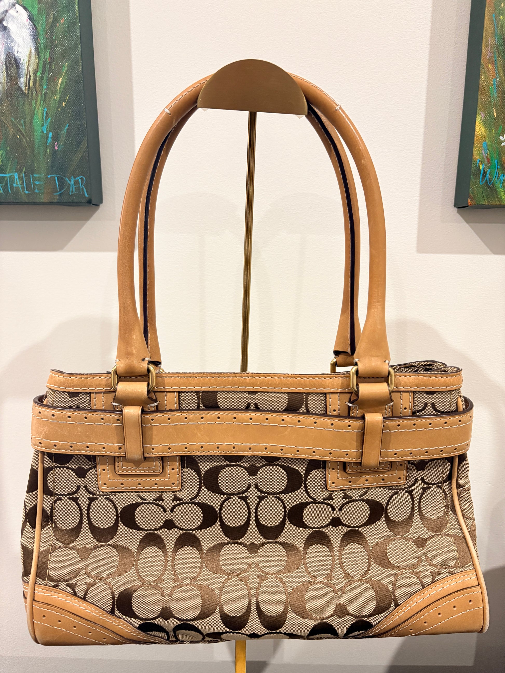 Coach 2012 F10507 Signature Hamptons Carryall Tote Bag - Beige And Brown Canvas - Image 2