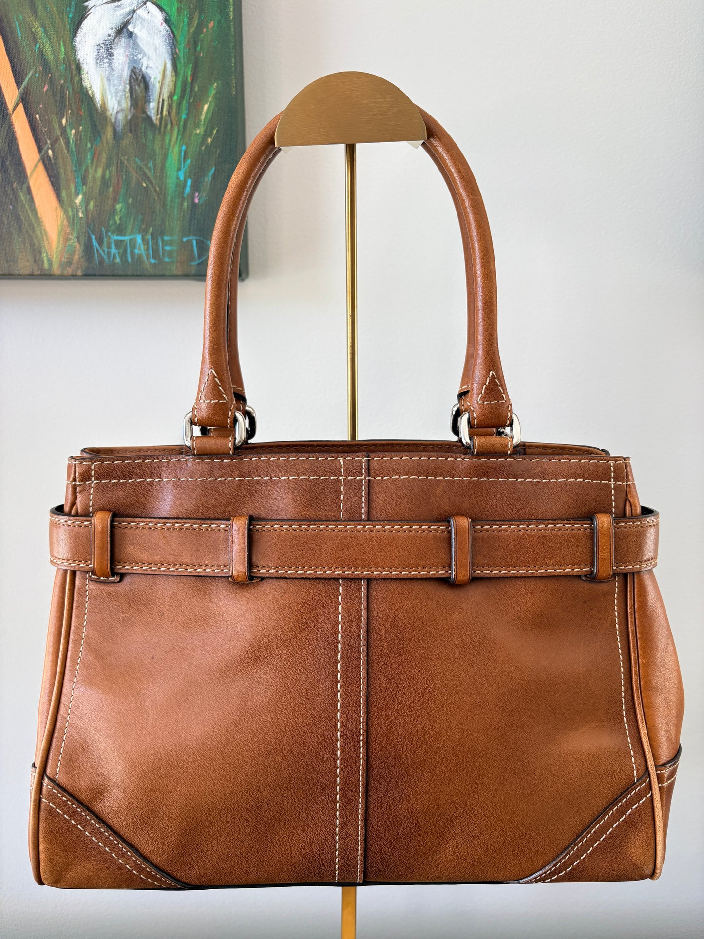 Coach 2007 F11199 Hamptons Vintage Leather Carryall Tote - Tan Brown Satchel - Image 2