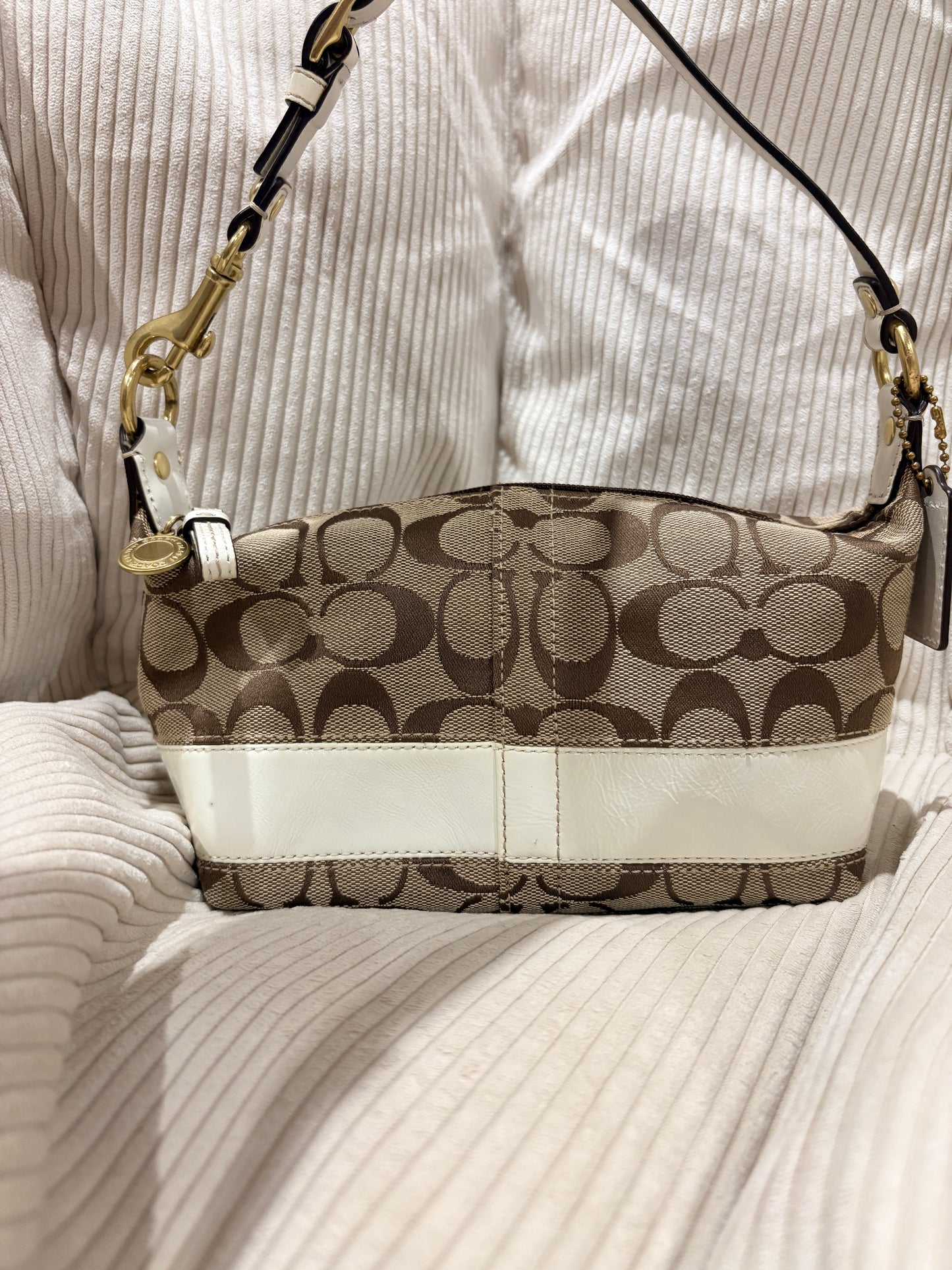 Coach Signature Canvas Shoulder Bag – Brown & Ivory